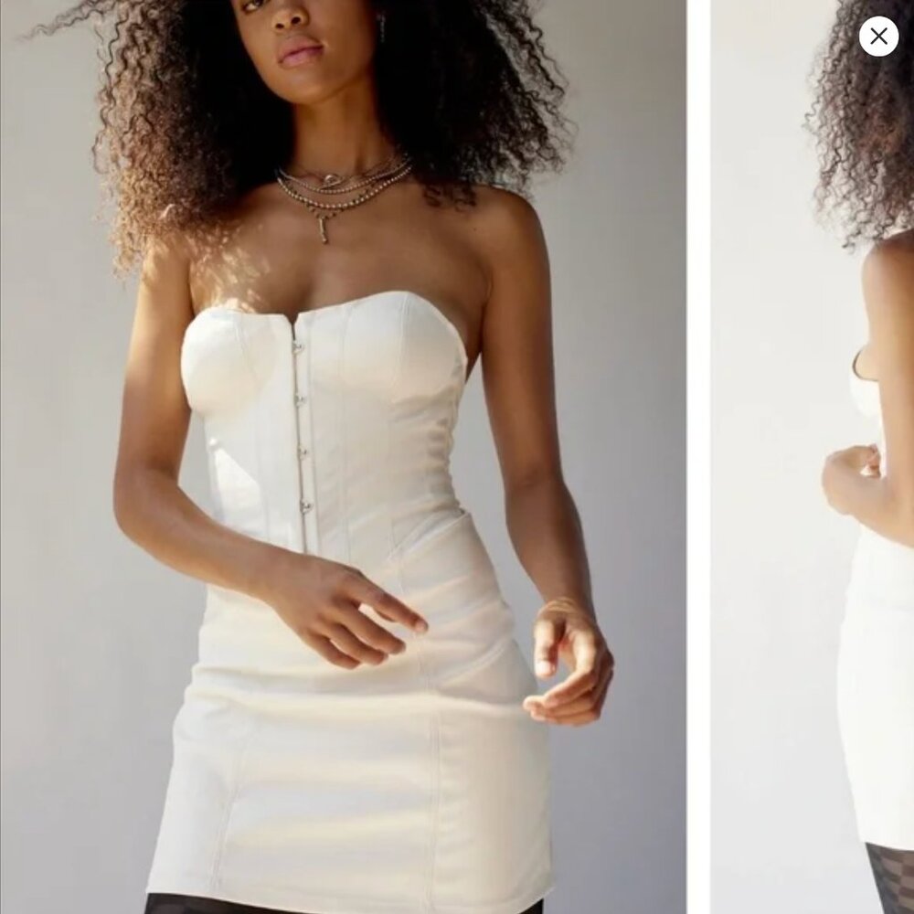 Urban Outfitters Carmen Faux Leather Corset Mini Dress